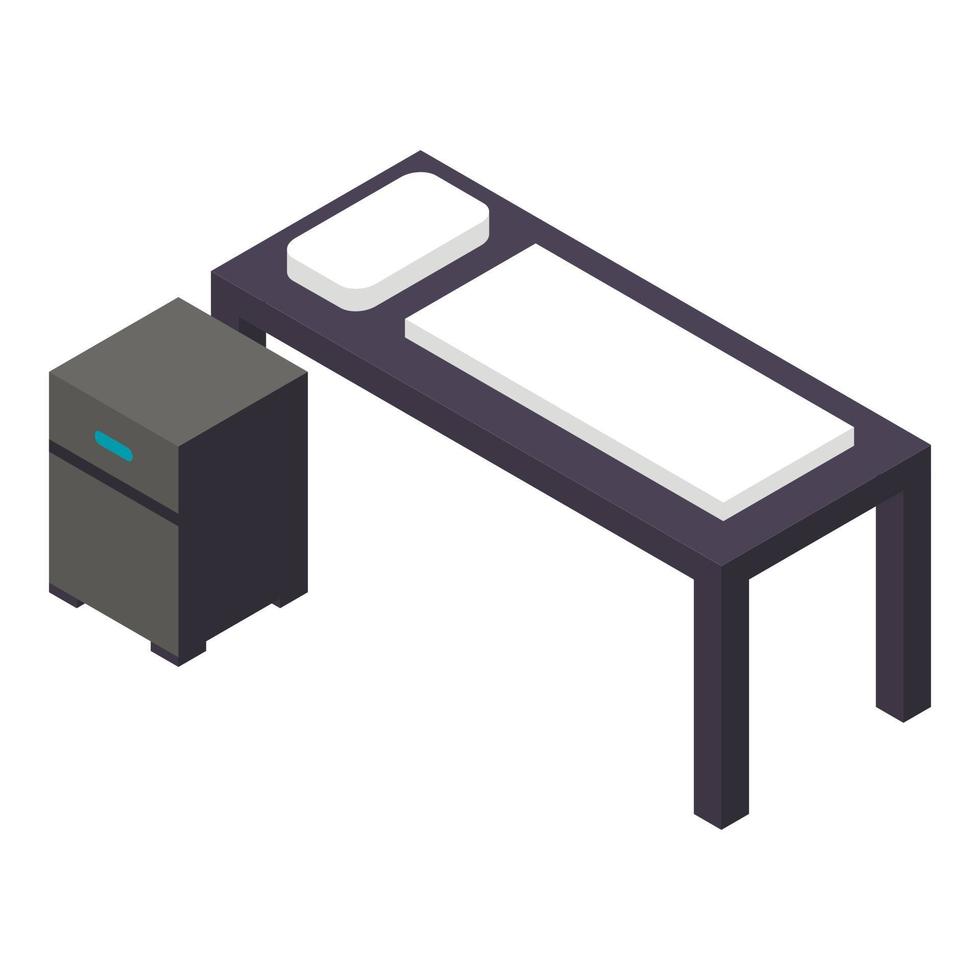 Black bed with drawer icon, isometric style vector