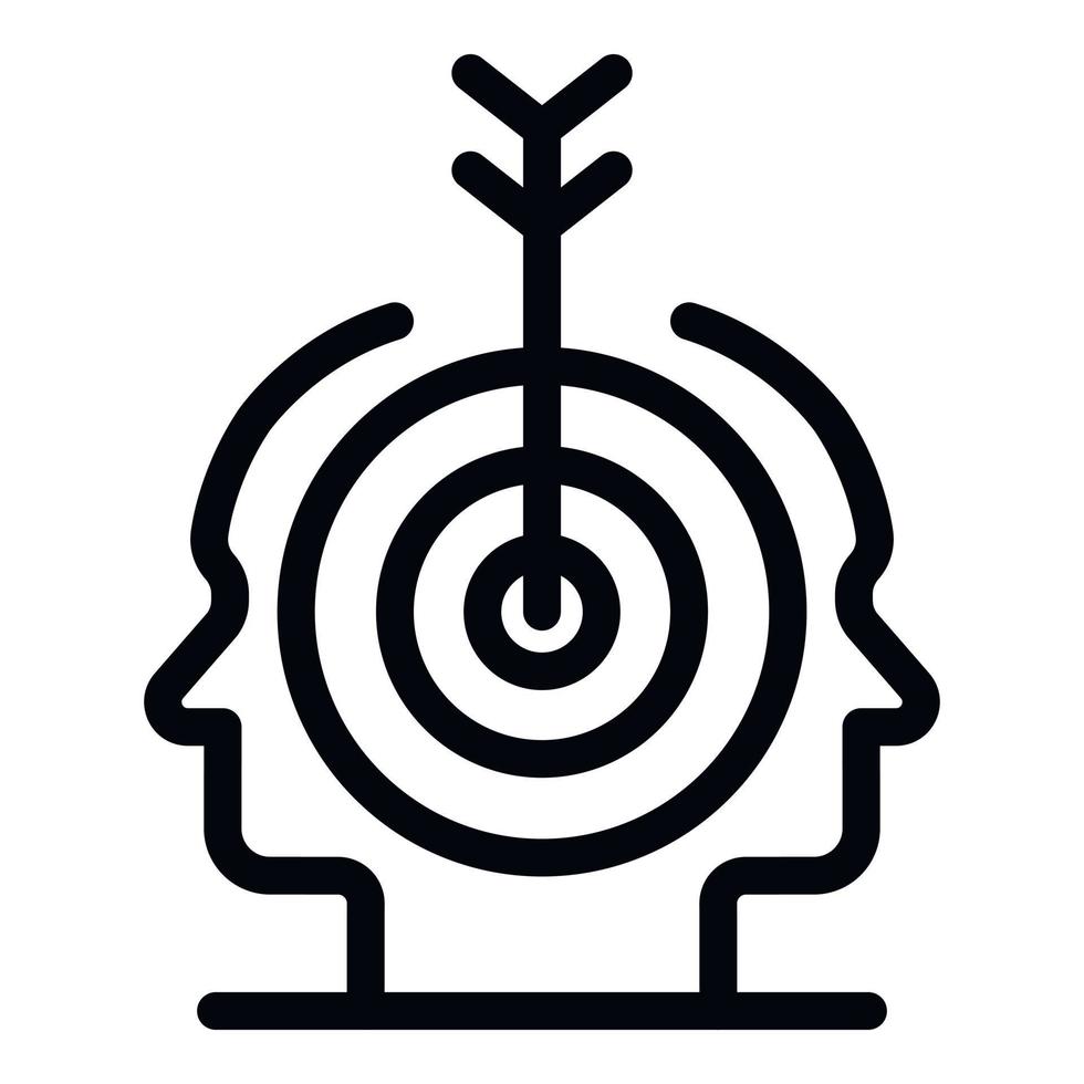 Arrow in the target two heads icon, outline style vector