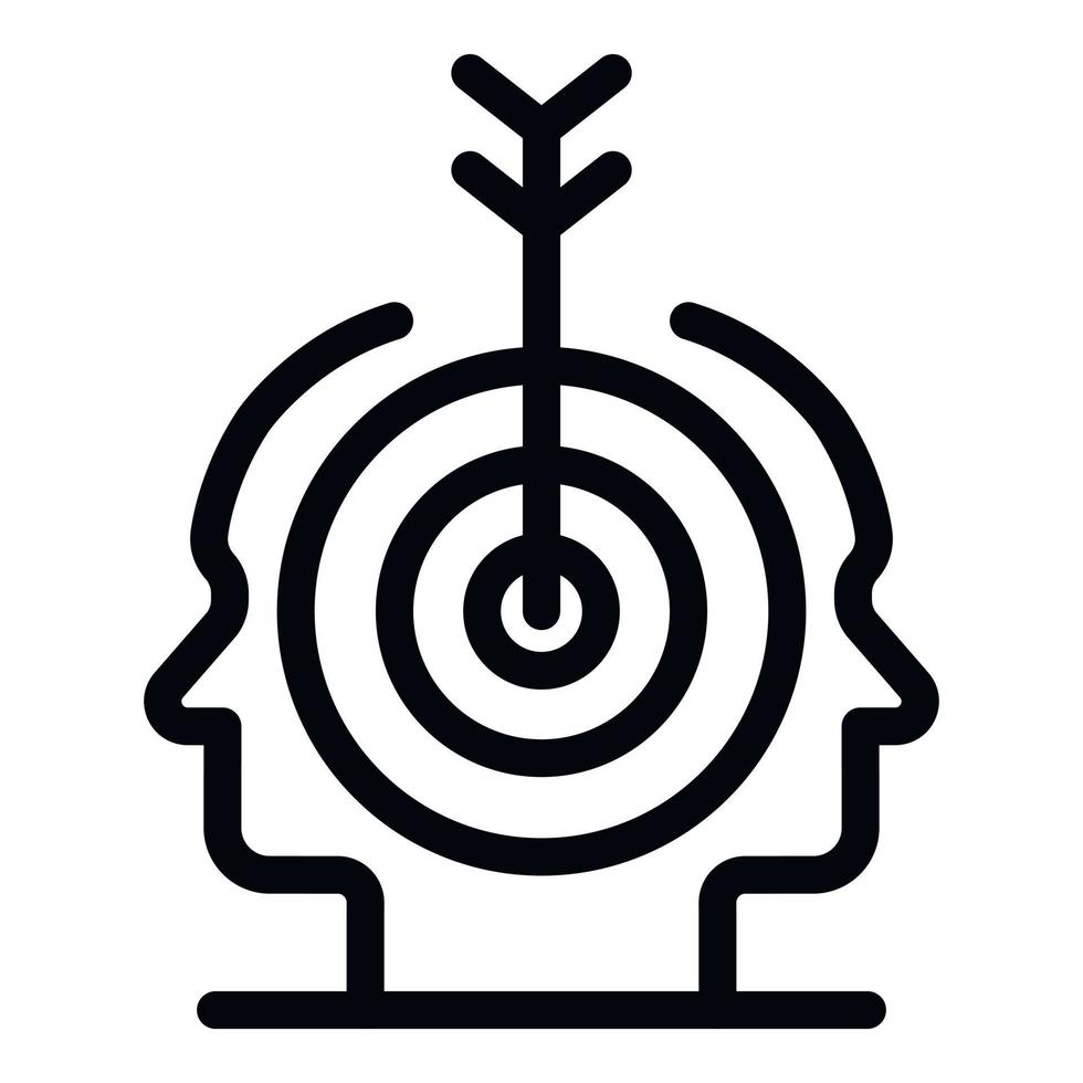 Arrow in the target two heads icon, outline style vector