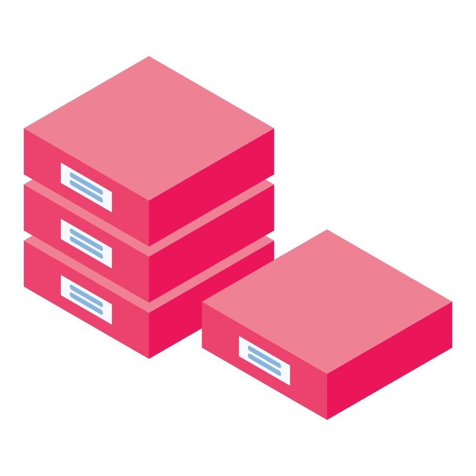 icono de caja de entrega roja, estilo isométrico vector