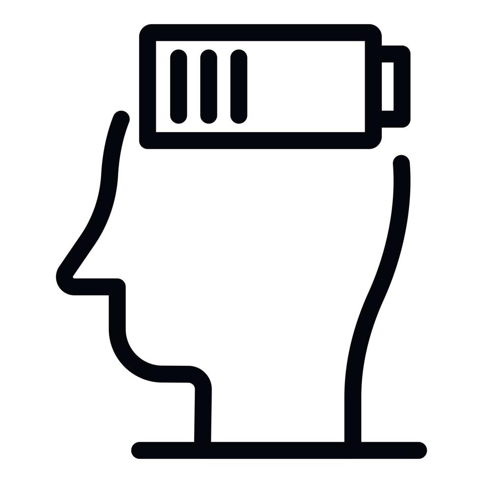 Discharge man battery icon, outline style vector