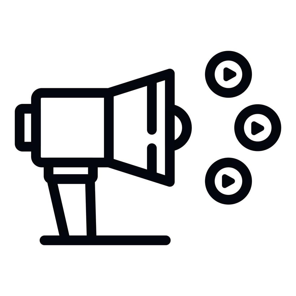 Megaphone video premiere icon, outline style vector