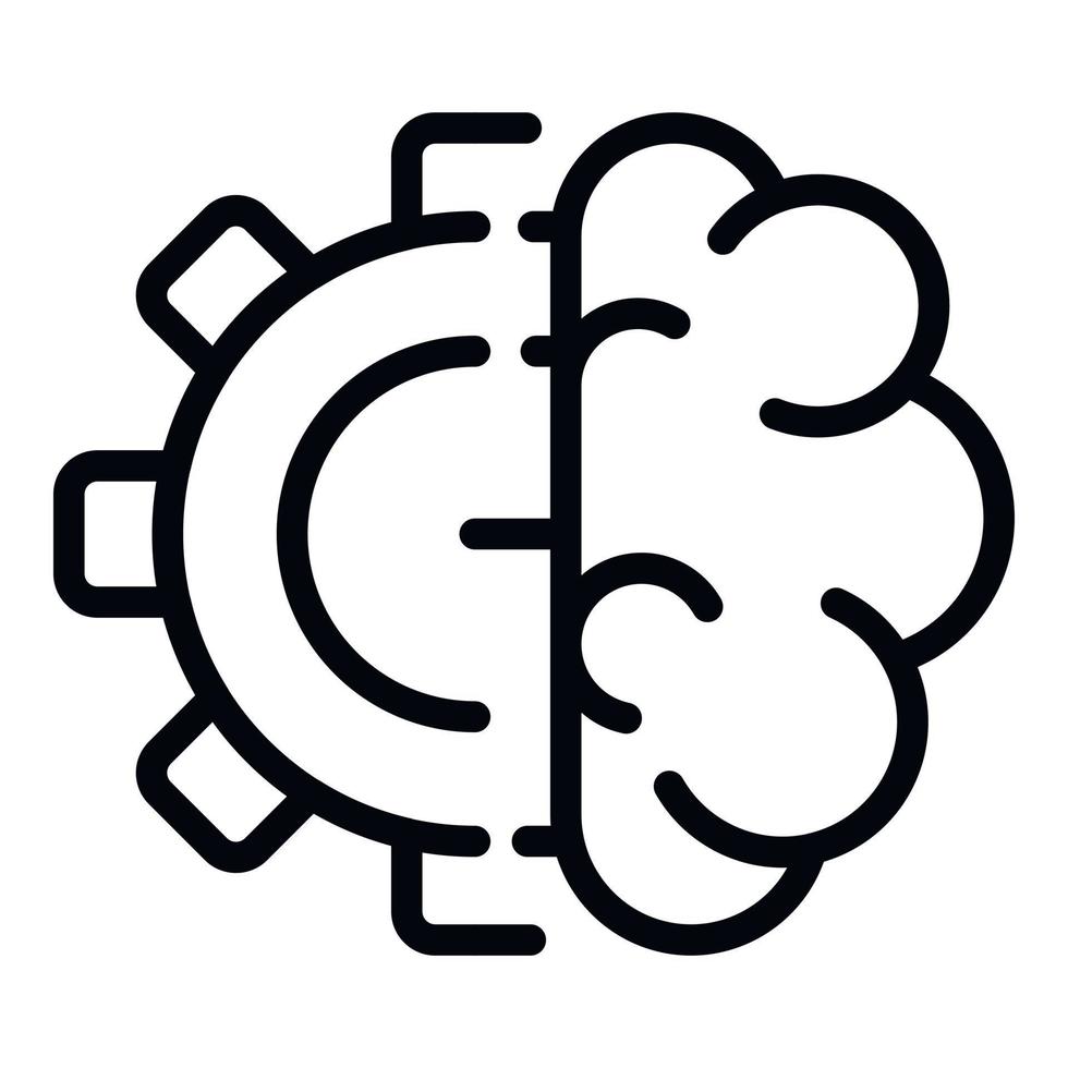 Gear ai brain icon, outline style vector