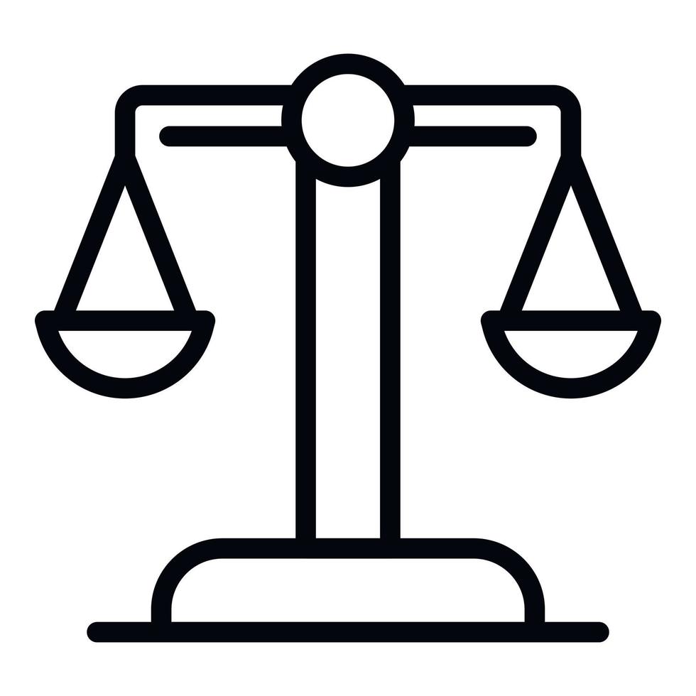 Judge balance icon, outline style vector