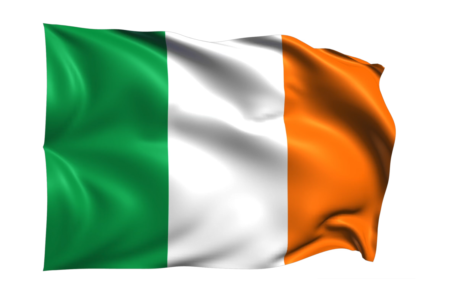 Ireland Waving flag Realistic Transparent Background png
