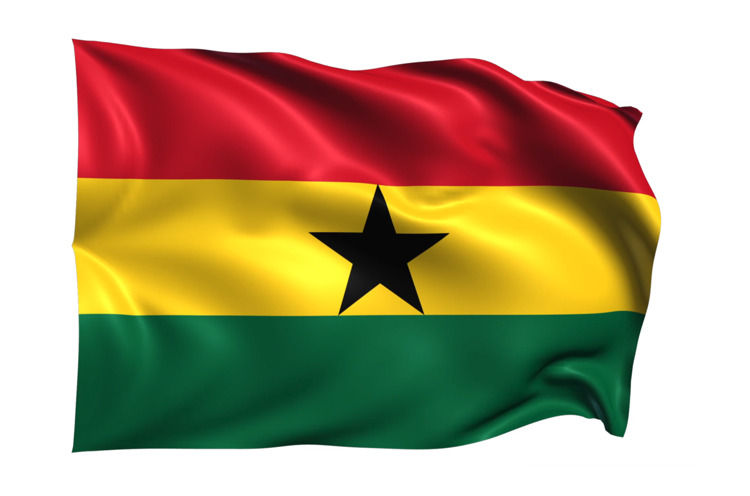 Ghana Waving flag Realistic Transparent Background png