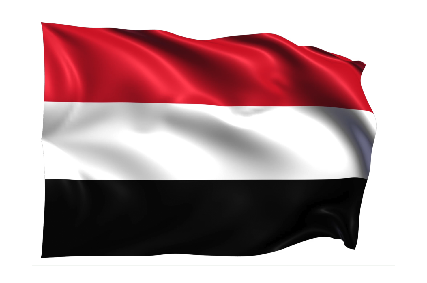 Yemen Waving flag Realistic Transparent Background png