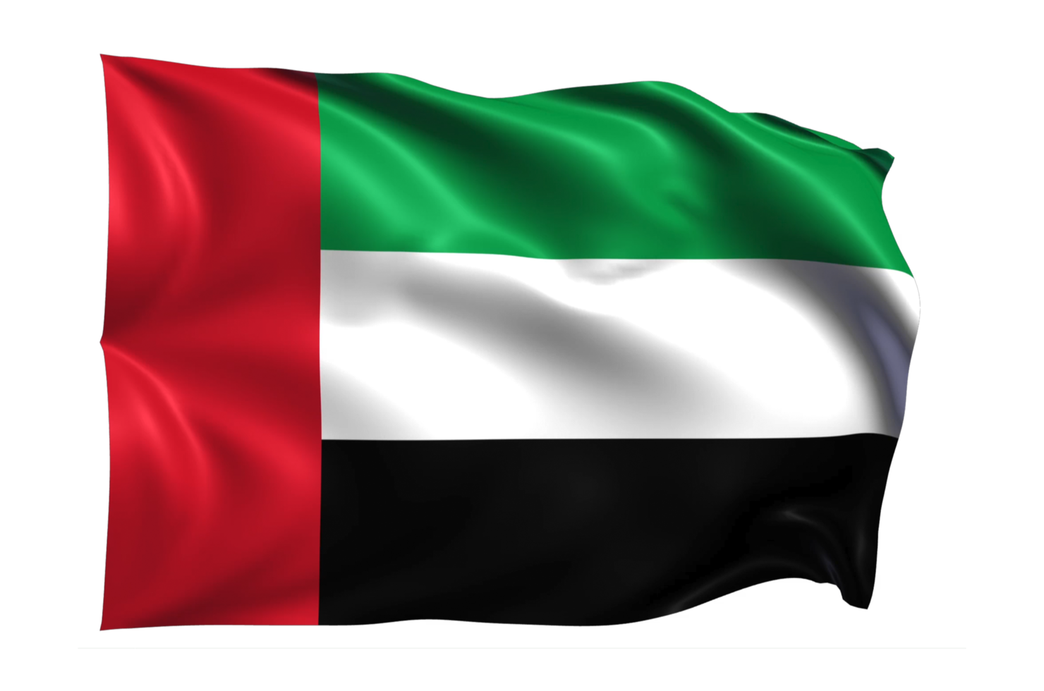 United Arab Emirates Waving flag Realistic Transparent Background png