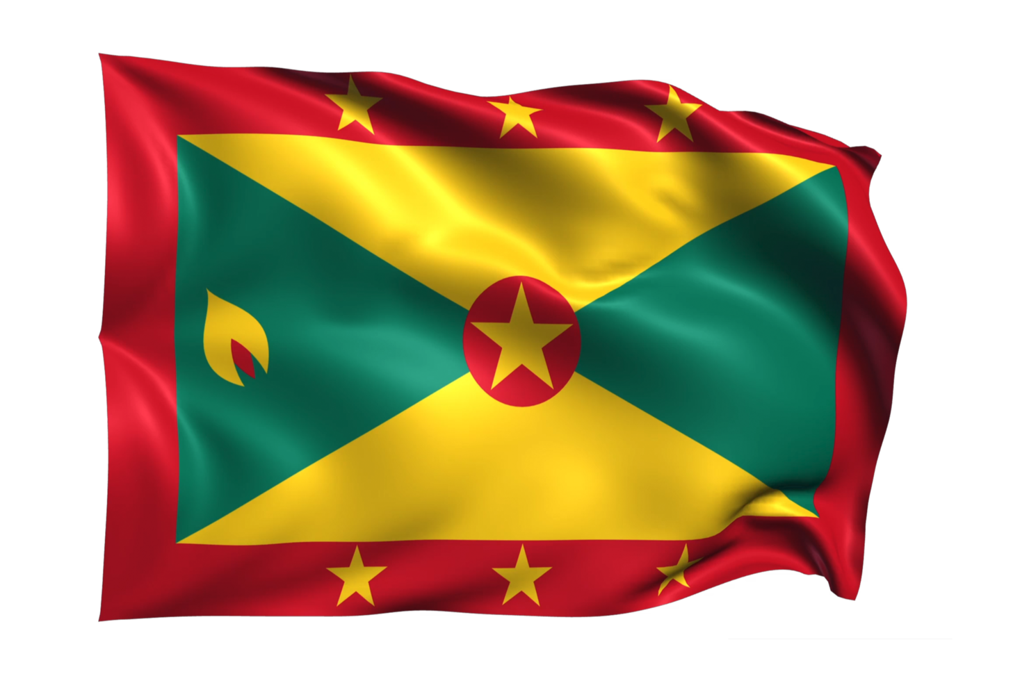 Grenada golvend vlag realistisch transparant achtergrond png