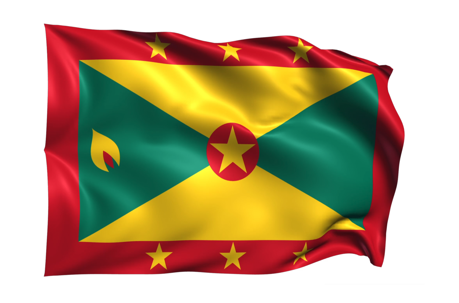 Grenada Waving flag Realistic Transparent Background png