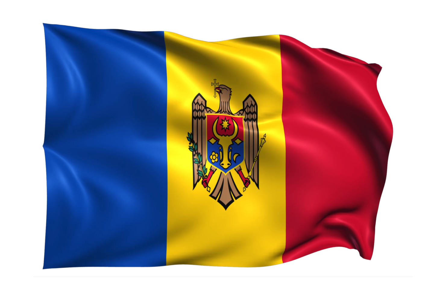 Moldova Waving flag Realistic Transparent Background png