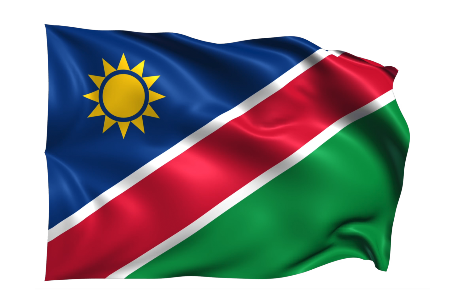 Namibia Waving flag Realistic Transparent Background png