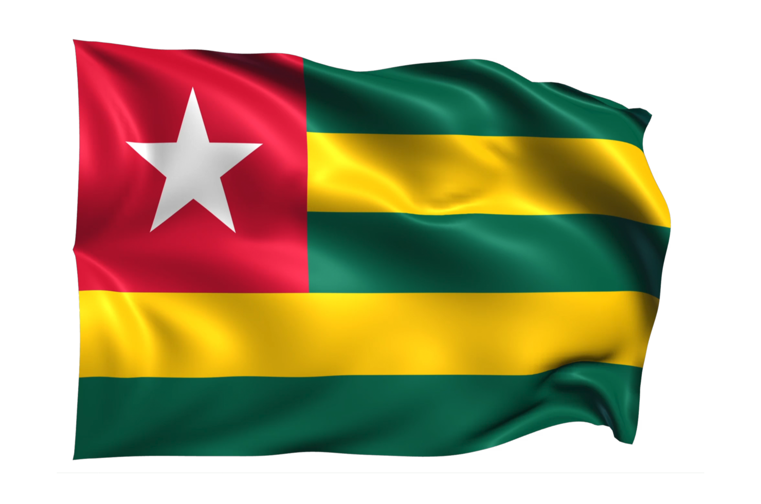 Togo Waving flag Realistic Transparent Background png