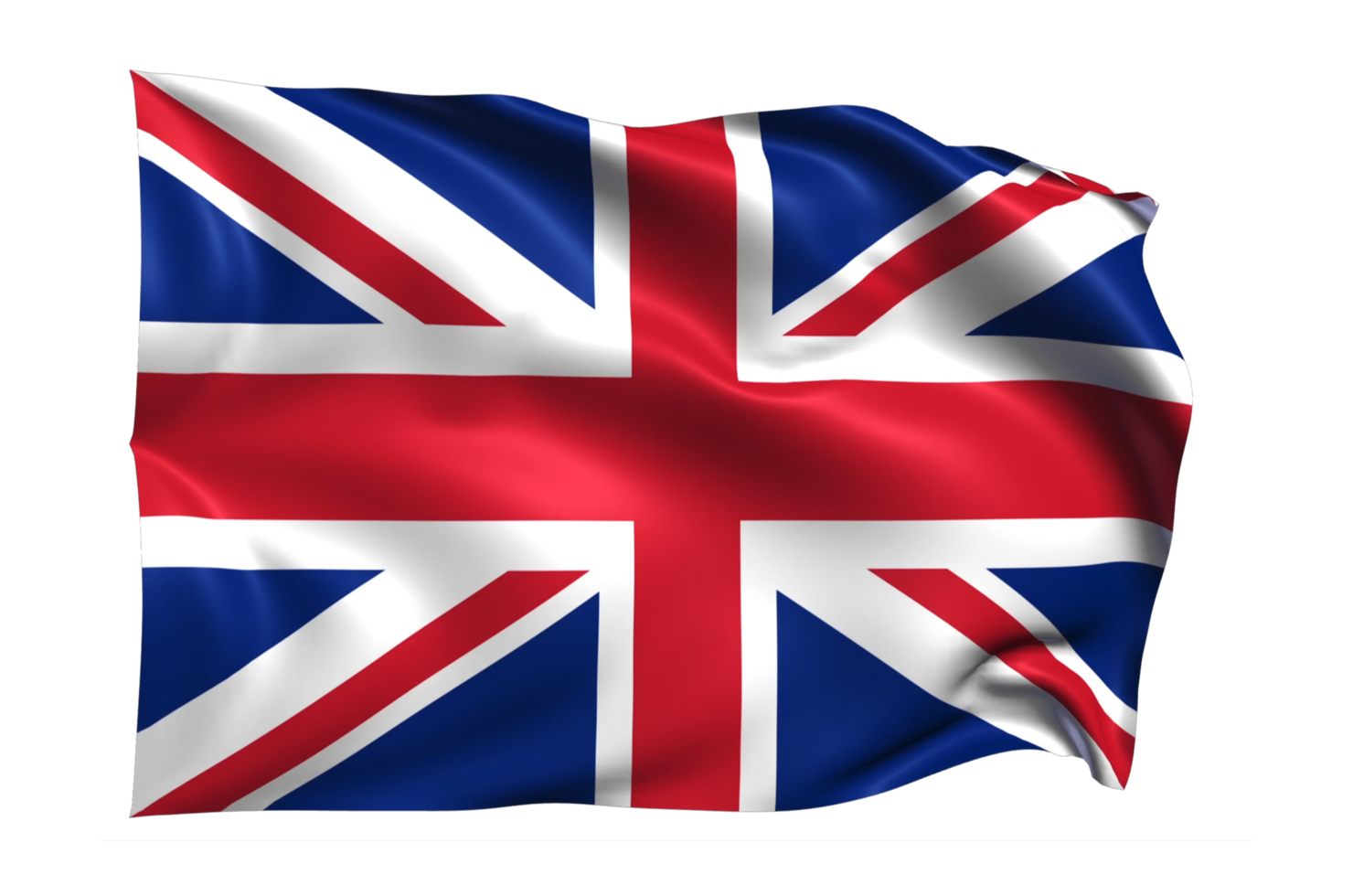 United Kingdom Waving flag Realistic Transparent Background png