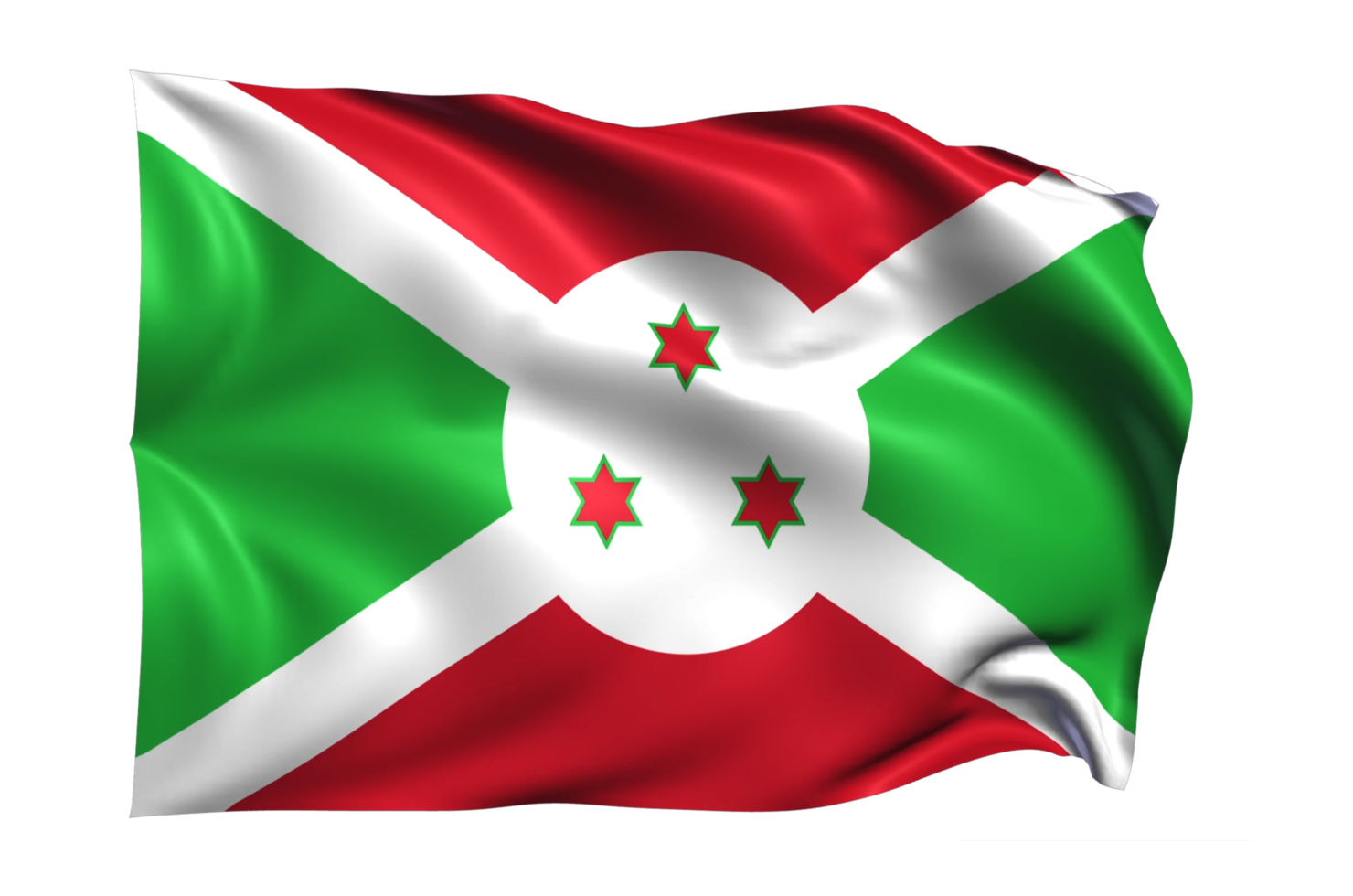 Burundi Waving flag Realistic Transparent Background png