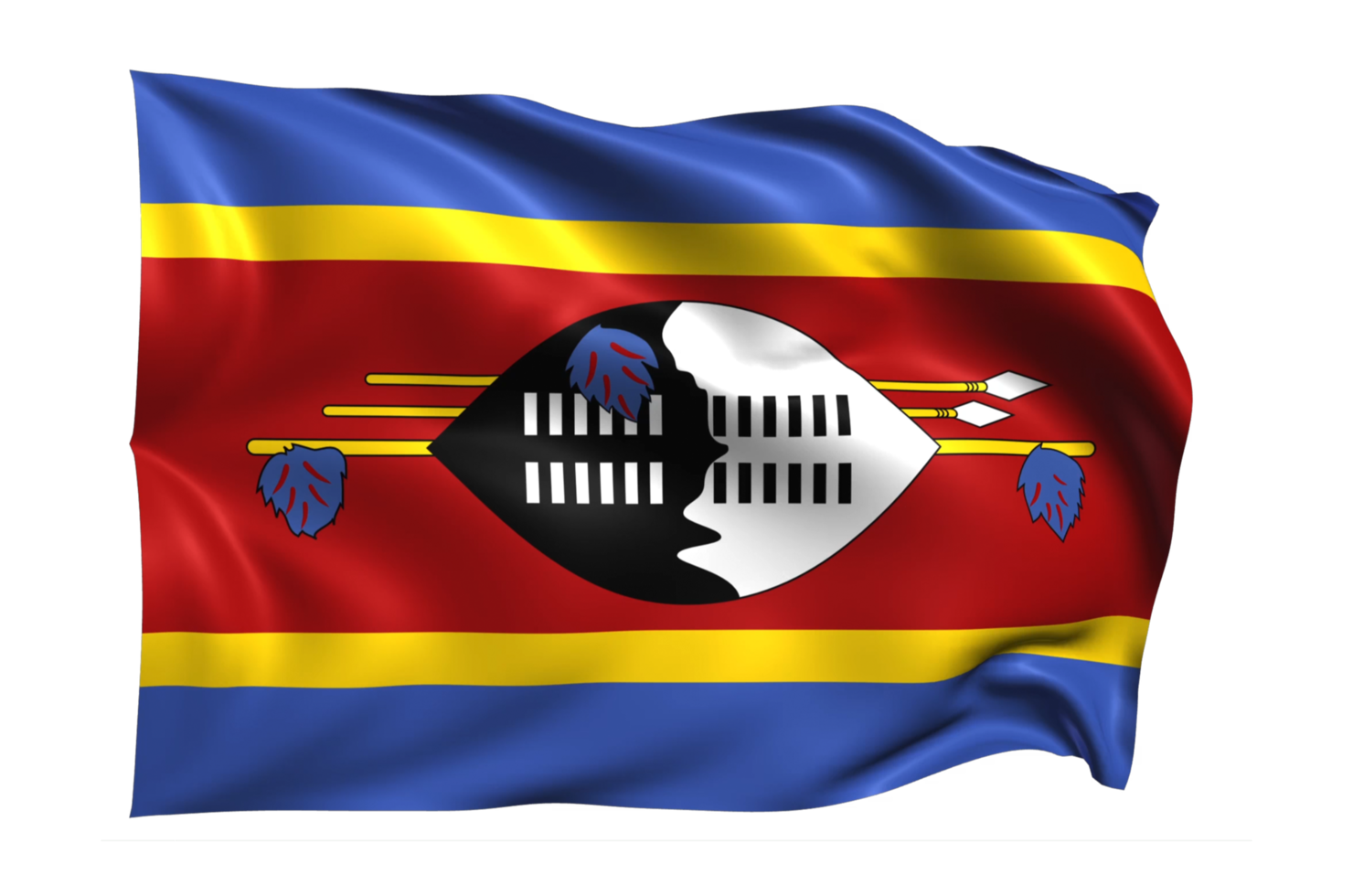 Swaziland golvend vlag realistisch transparant achtergrond png