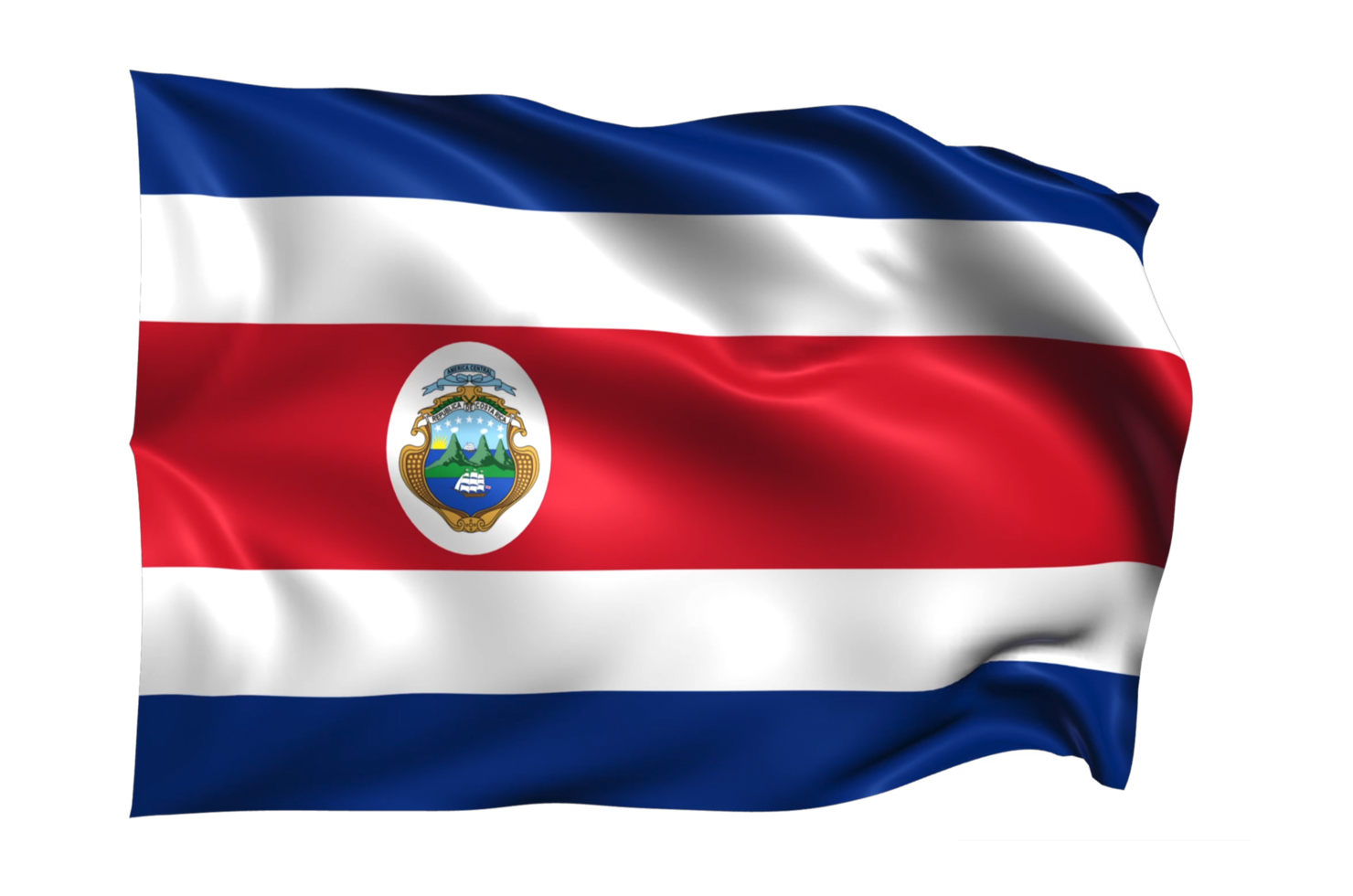 costa rica golvend vlag realistisch transparant achtergrond png