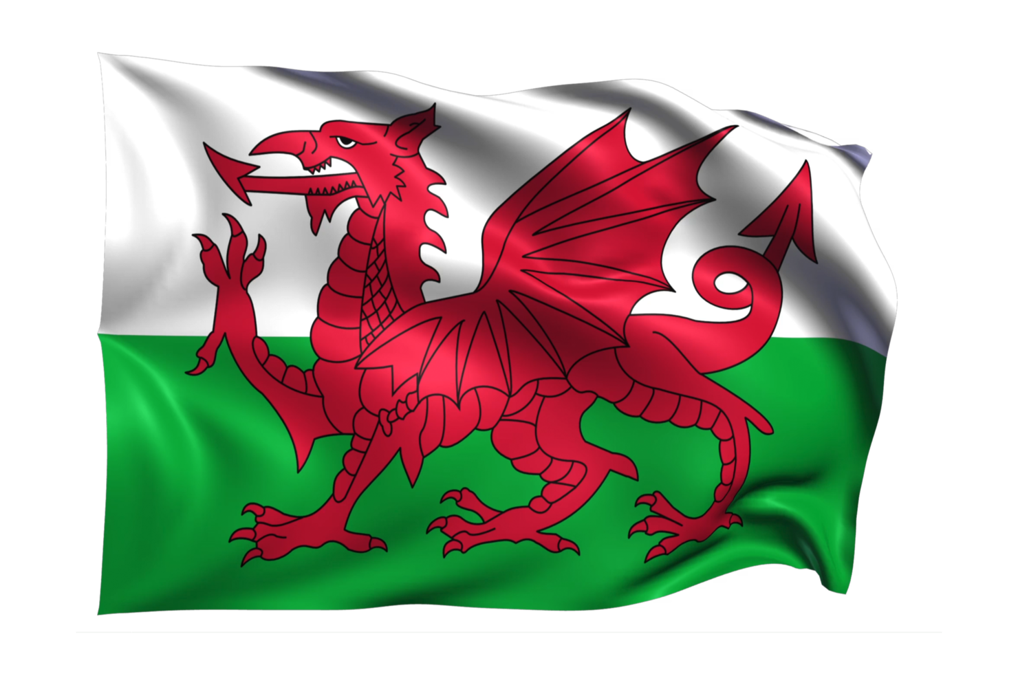 Wales Waving flag Realistic Transparent Background png