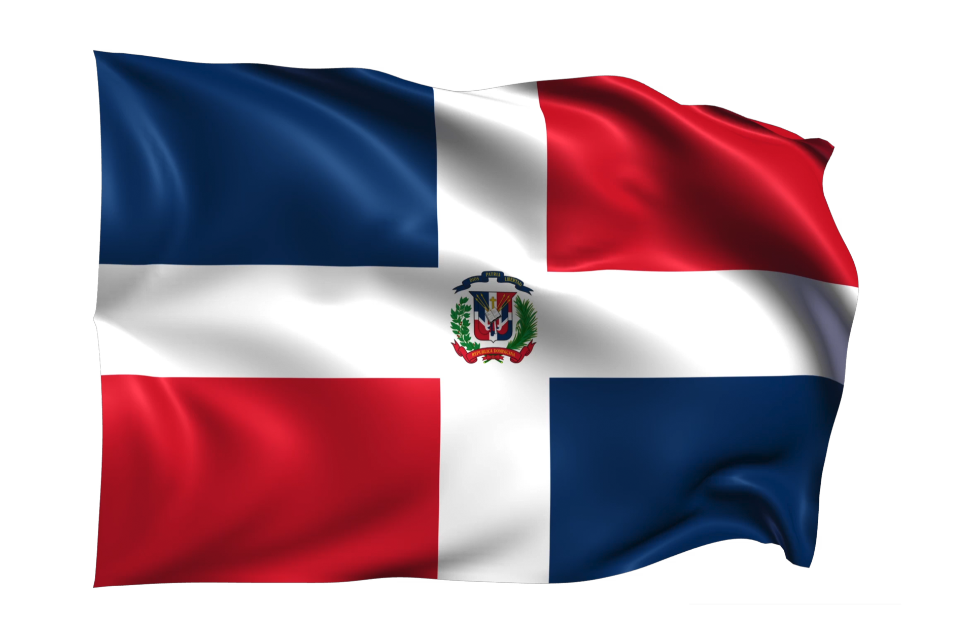 Dominican Republic Waving Flag Realistic Transparent Background