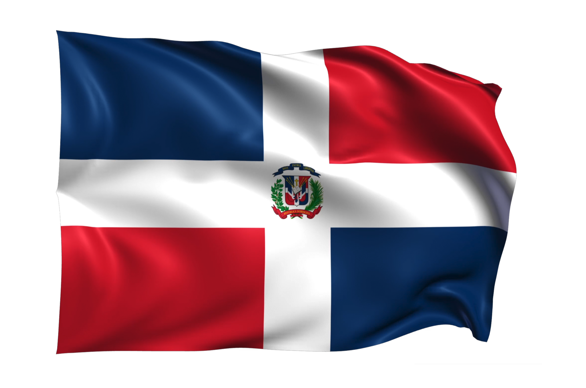 Dominican Republic Waving Flag Realistic Transparent Background 
