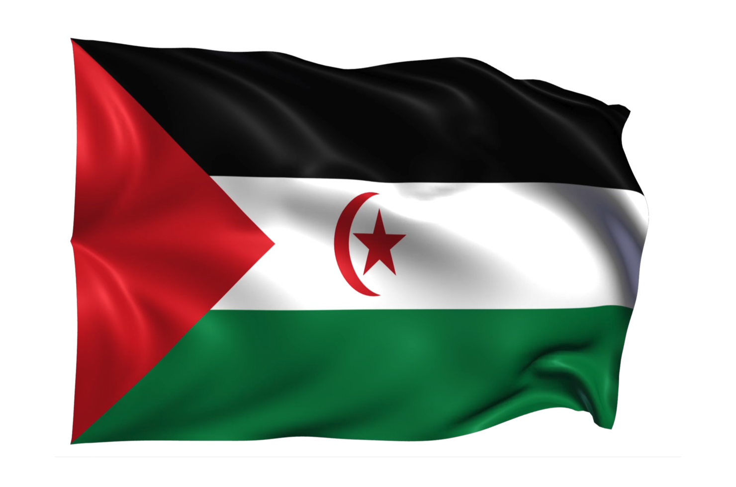 Sahrawi Arab Waving flag Realistic Transparent Background png