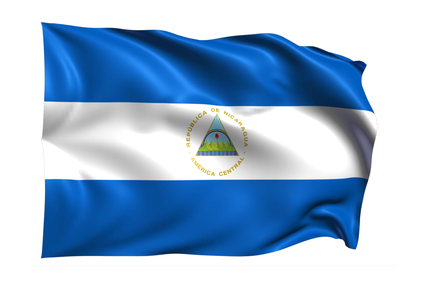 Nicarágua acenando a bandeira fundo transparente realista png