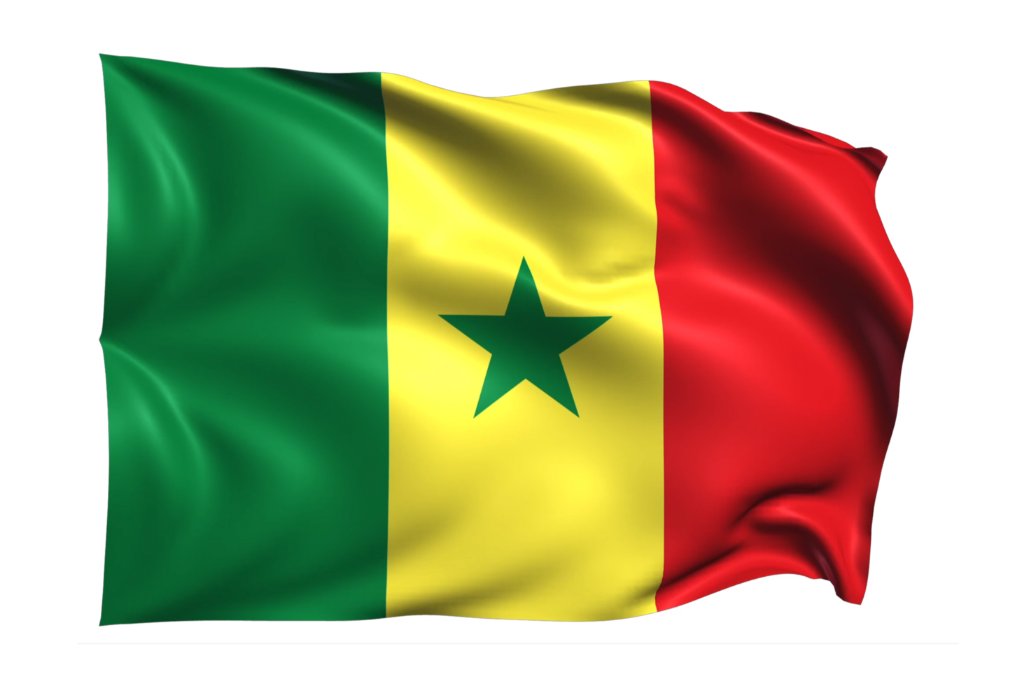 Senegal Waving flag Realistic Transparent Background png