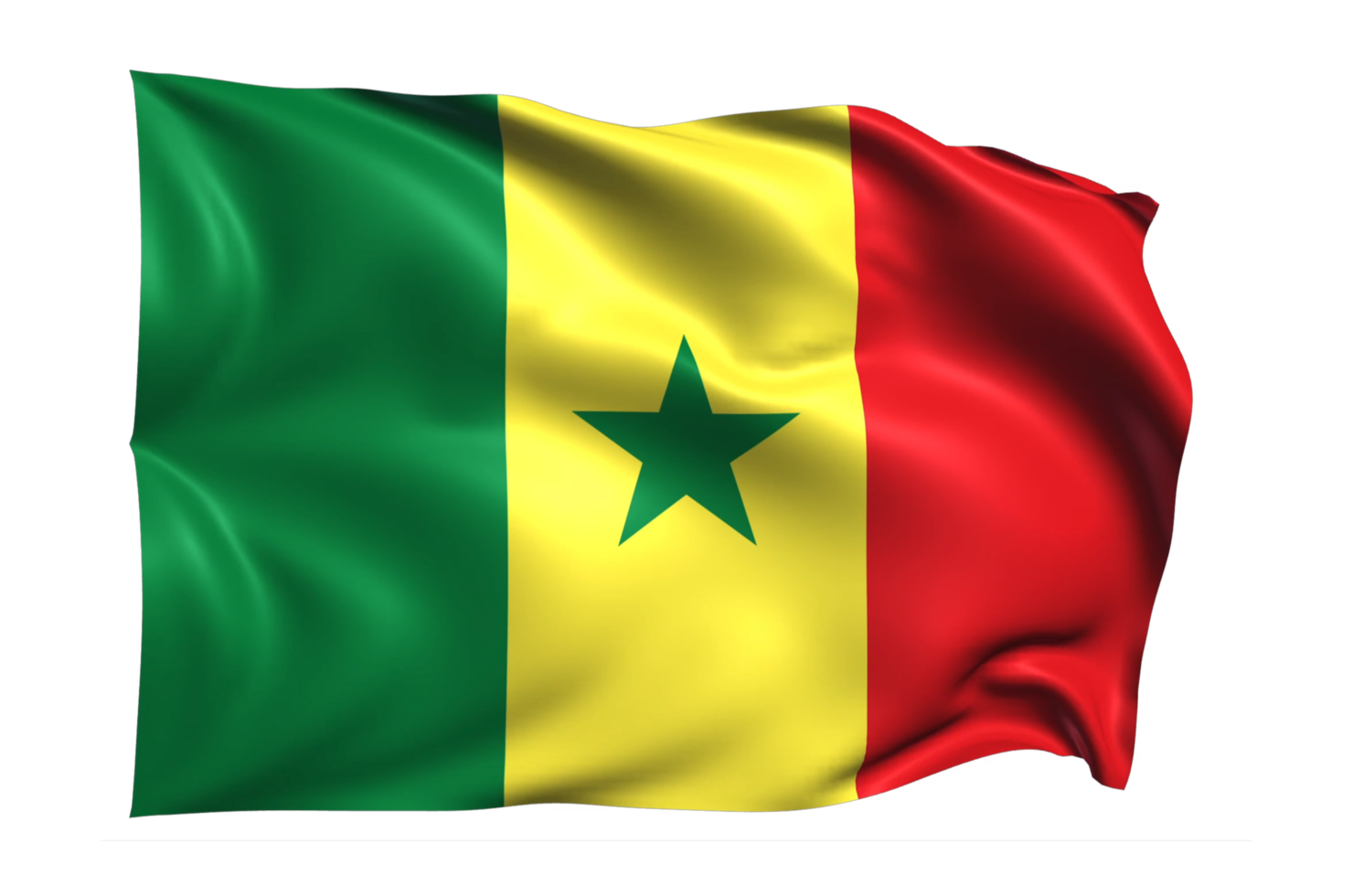 senegal ondeando bandera fondo transparente realista png