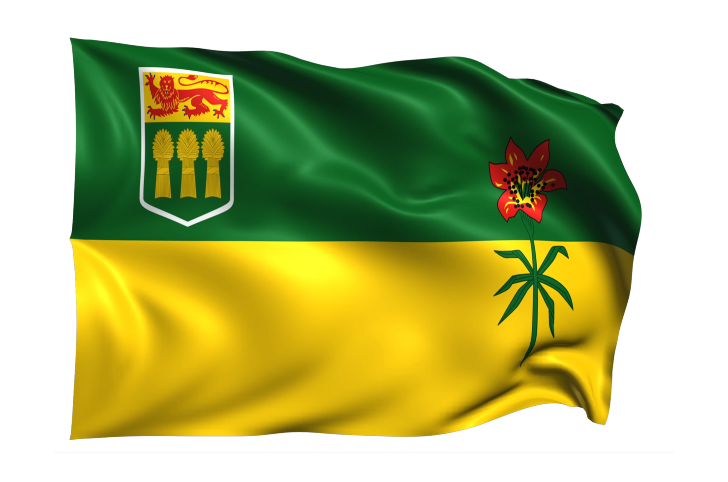 saskatchewan ondeando bandera fondo transparente realista png