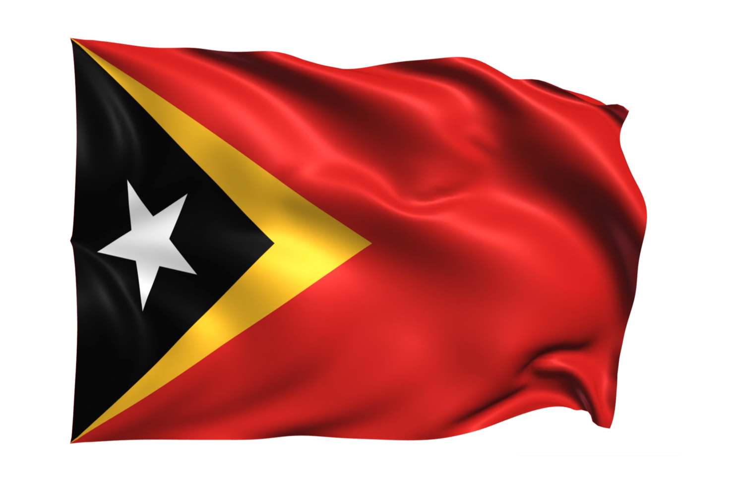 East Timor Waving flag Realistic Transparent Background png