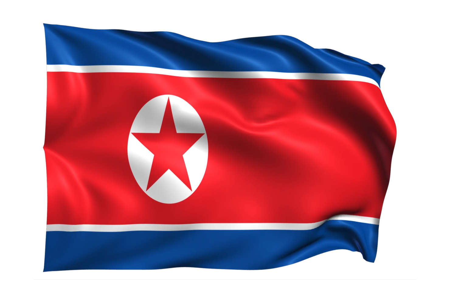North Korea Waving flag Realistic Transparent Background png