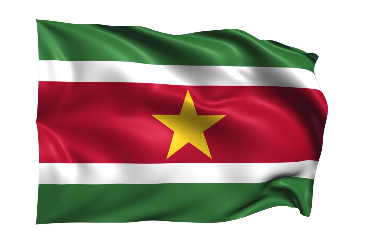 Suriname Waving flag Realistic Transparent Background png