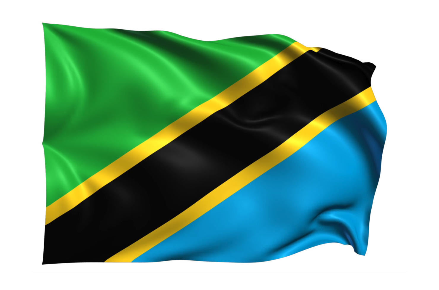 Tanzania Waving flag Realistic Transparent Background png