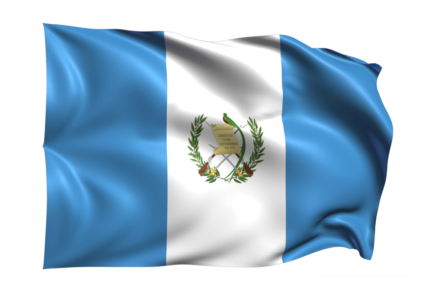 Guatemala Waving flag Realistic Transparent Background png