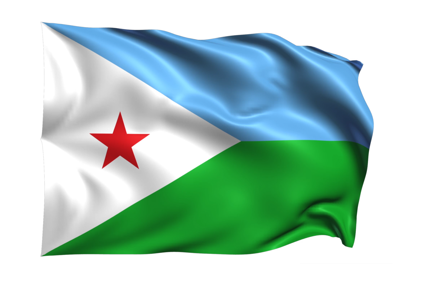 Djibouti Waving flag Realistic Transparent Background png