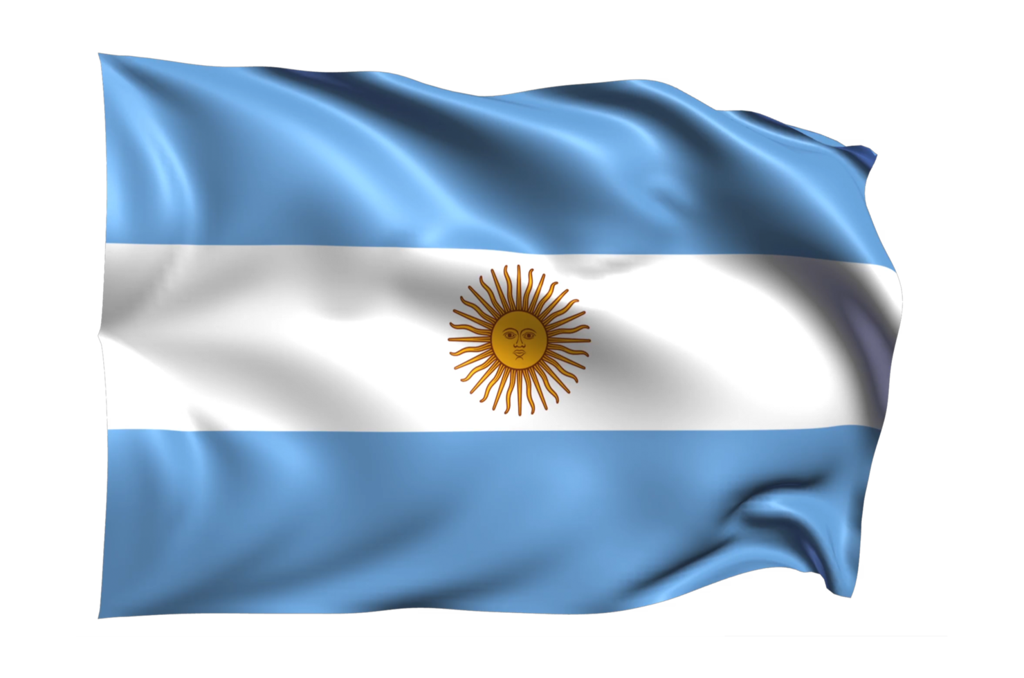 Argentina Waving flag Realistic Transparent Background png