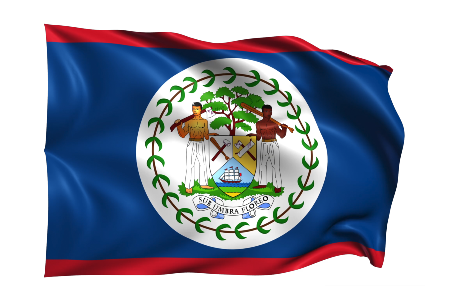Belize Waving flag Realistic Transparent Background png