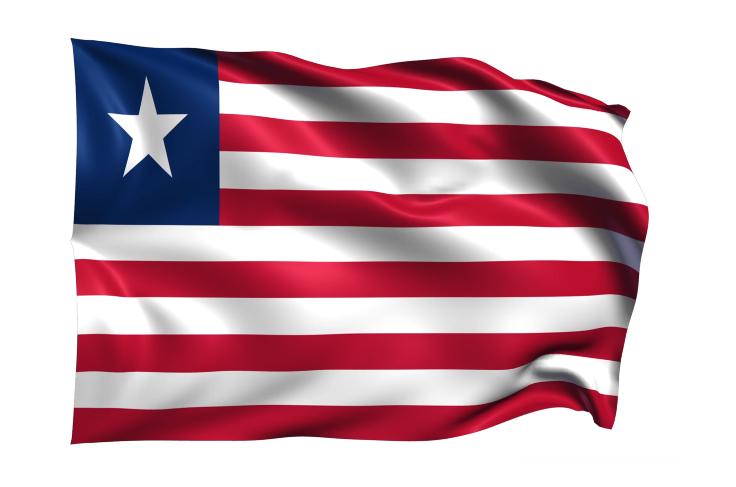 Liberia Waving flag Realistic Transparent Background png