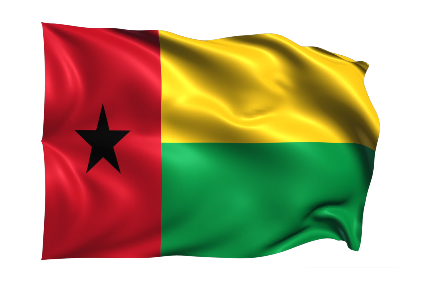 guinea-bissau wehende flagge realistischer transparenter hintergrund png