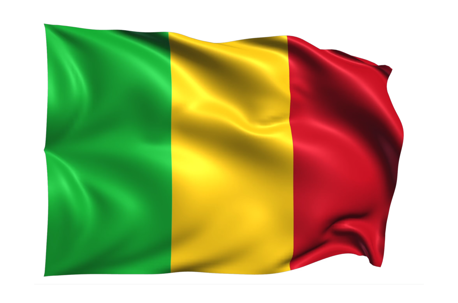 Mali Waving flag Realistic Transparent Background png