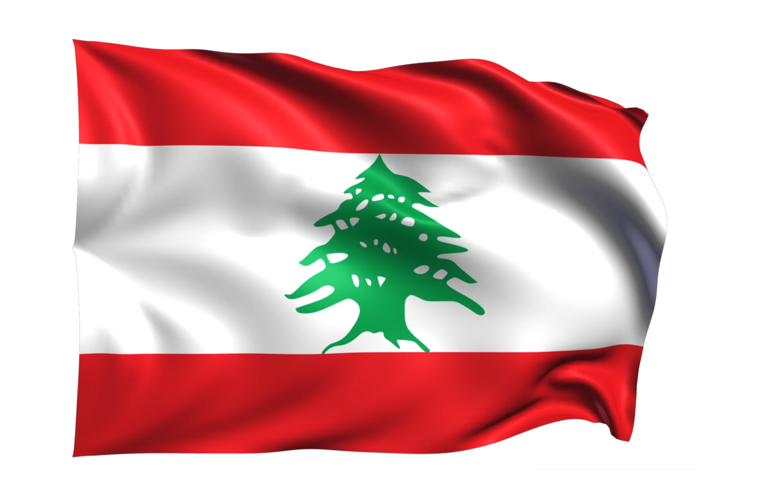 Lebanon Waving flag Realistic Transparent Background png