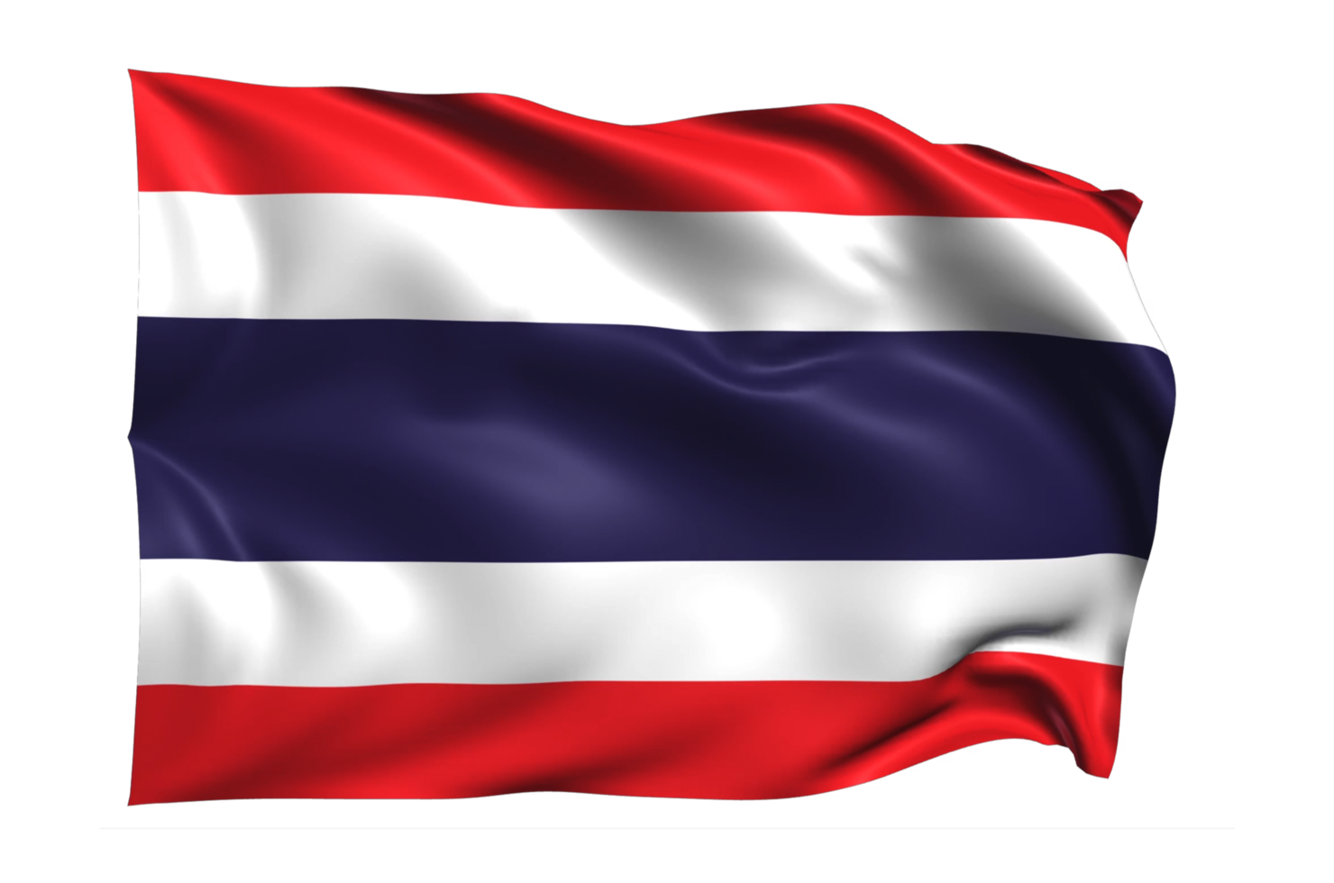 Thailand Waving flag Realistic Transparent Background png