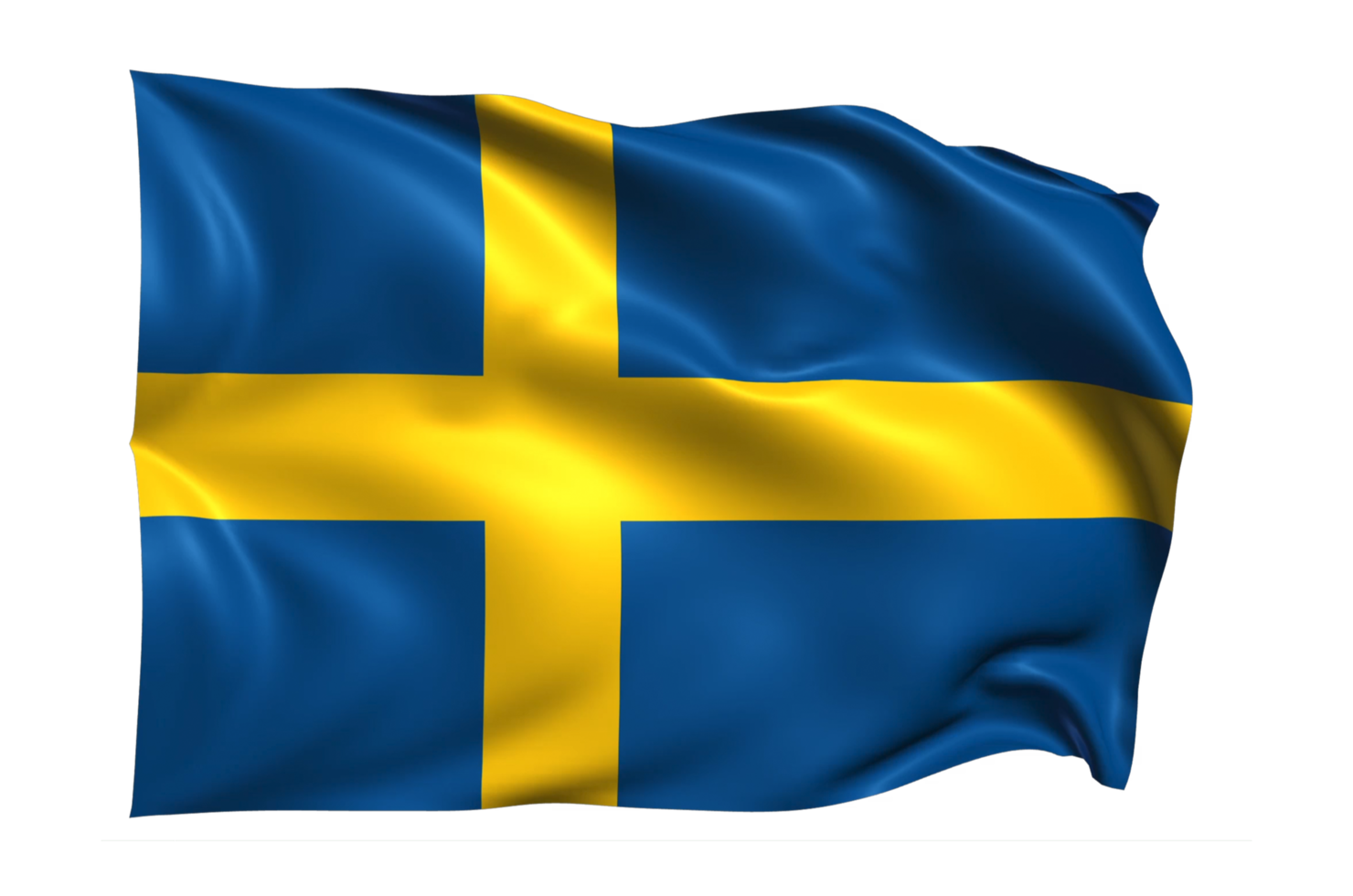 Sweden Waving flag Realistic Transparent Background png