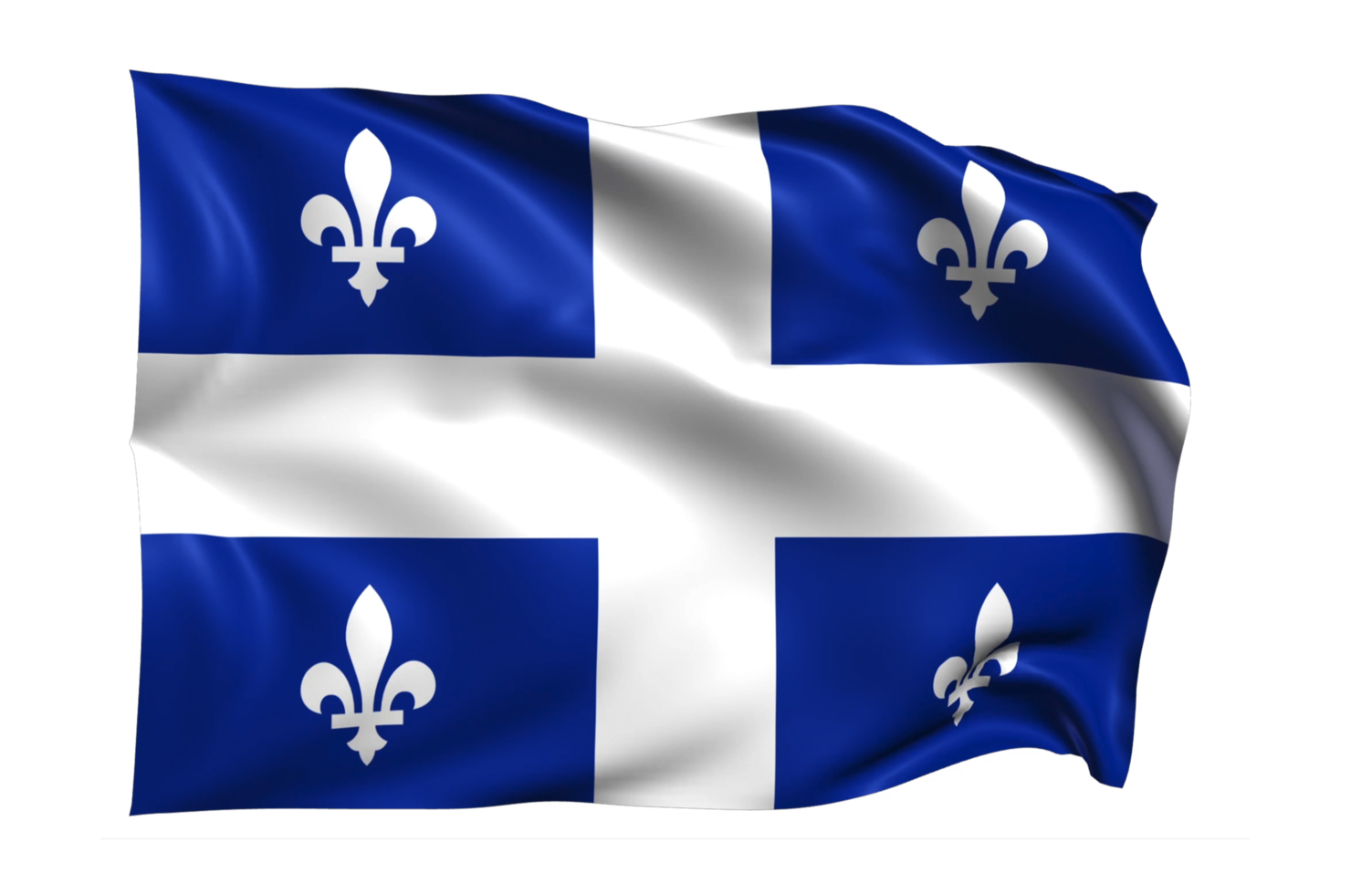 Quebec Waving flag Realistic Transparent Background png