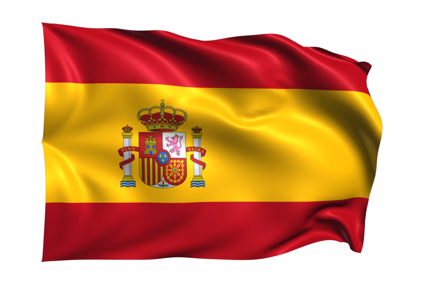 Spain Waving flag Realistic Transparent Background png