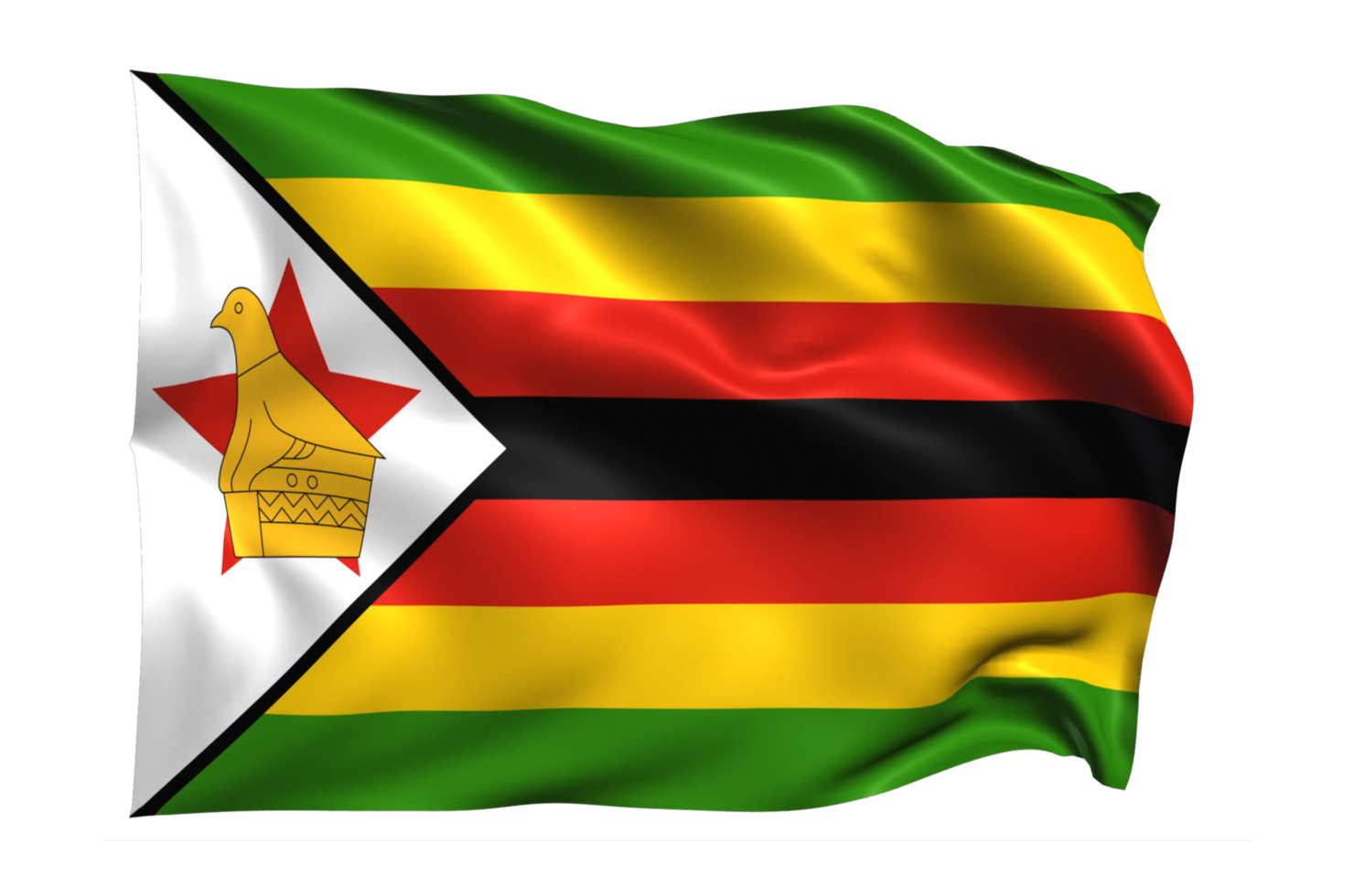 Zimbabwe Waving flag Realistic Transparent Background png