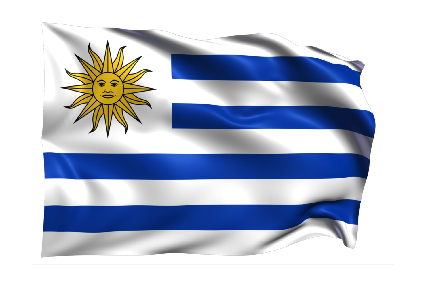 uruguay ondeando la bandera fondo transparente realista png