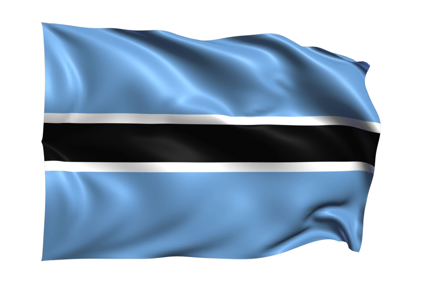 Botswana Waving flag Realistic Transparent Background png