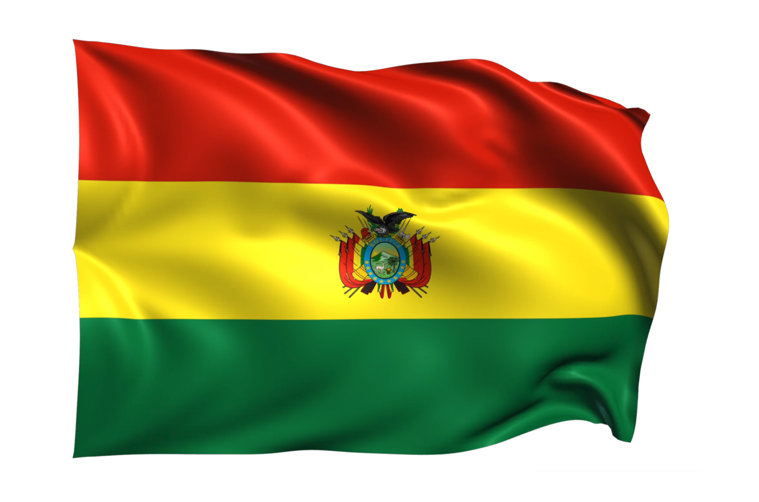 Bolivia Waving flag Realistic Transparent Background png