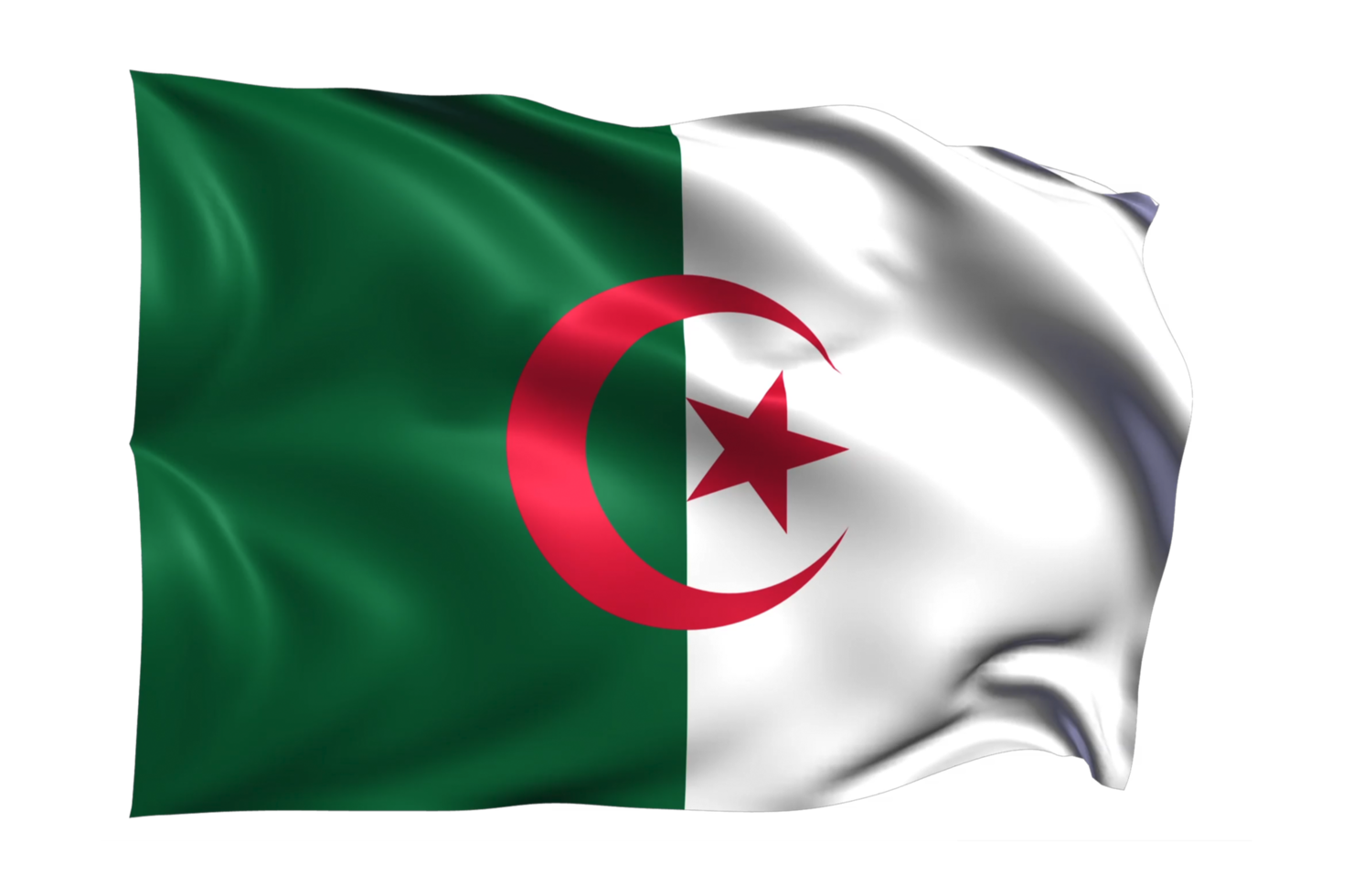 Algeria Waving flag Realistic Transparent Background png